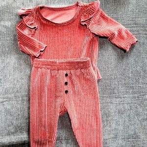 Velvet waffle knit baby outfit